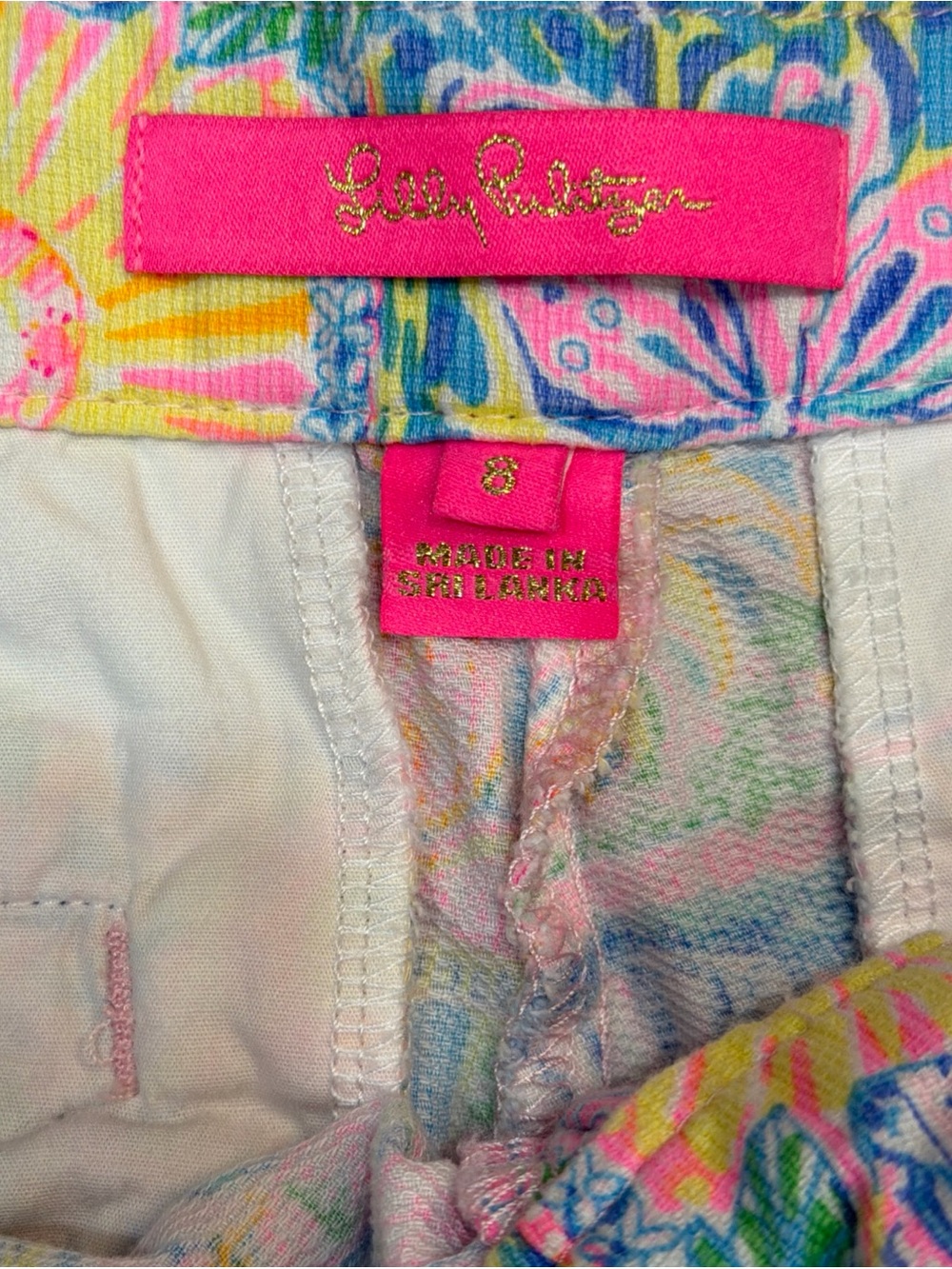 Lilly Pulitzer Callahan Stretch Shorts Patch My Drift SZ 8 Vibrant Pastels - Picture 5 of 10
